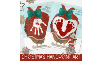 Christmas Handprint Art, Santa Footprint Craft, DIY Holiday Activity