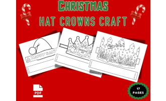 Christmas Hat Crowns Craft - Handband Coloring Sheets