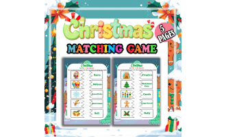 Christmas Matching Game Santa Snow Man  for Preschool and Kindergarten