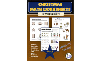 Christmas Math Worksheets - Nativity Theme