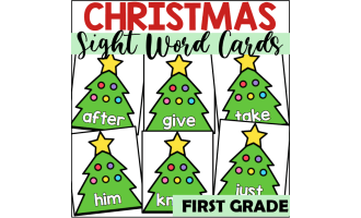 Christmas Sight Word Cards for First Grade