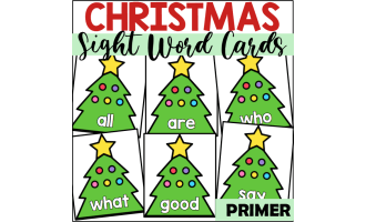 Christmas Sight Word Cards for Primer