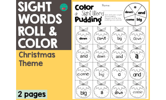Christmas Sight Words Roll & Color