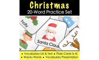 Christmas Vocab - Digital Activities, Word List & Quiz + Flashcards
