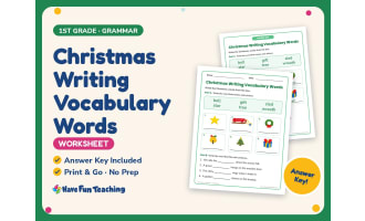 Christmas Writing Vocabulary Words Worksheet – 1st Grade Grammar