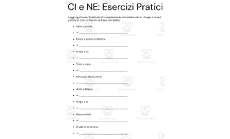 CI e NE: Esercizi Pratici - ci and ne italian exercises