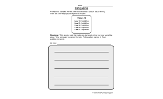 Cinquain Worksheet - Pattern 3