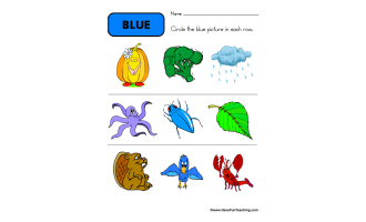 Circling Examples of Blue Worksheet