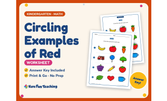 Circling Examples of Red Worksheet – Kindergarten Colors Practice