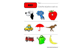 Circling Examples of Red Worksheet