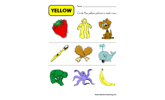 Circling Examples of Yellow Worksheet