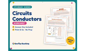 Circuits Conductors Worksheet – 4th Grade Electricity & Energy