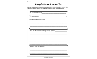 Citing Evidence from the Text Worksheet