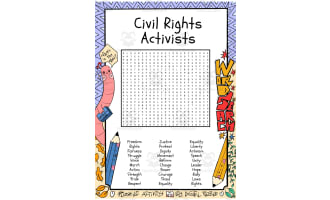 Civil Rights Activists word search puzzle worksheet activities