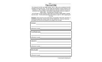 Civil War Worksheet