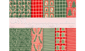 Classic Christmas Vibes Digital Paper | 12 x 12