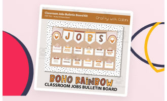 Classroom Bulletin Board: Job Sign in Boho Rainbow Theme