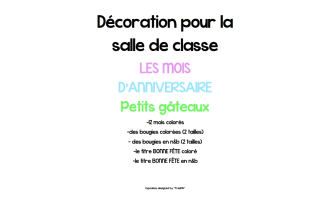Classroom Decor: Birthday Month Cupcakes ( French Version)