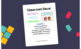 Classroom Decor: Birthday Month Cupcakes Version 2
