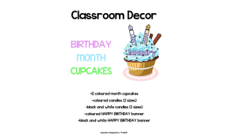 Classroom Decor: Birthday Month Cupcakes