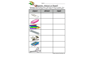 Classroom Objects Magnet Attraction Worksheet