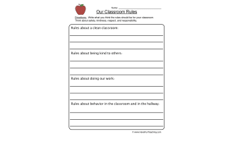 Classroom Rules Worksheet