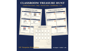 Classroom Treasure Hunt Game | Linked Clue Cards, Map & Certificates