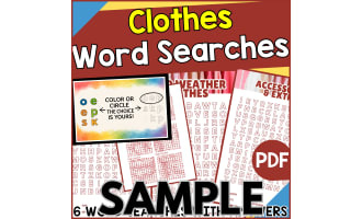 Clothes Word Search: 1 Page Sample (PDF)