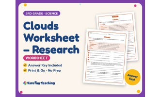 Clouds Worksheet – Research – 3rd Grade Water Cycle & Weather Practice