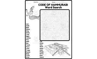 CODE OF HAMMURABI Word Search Puzzle Worksheet Activity - Cuneiform Wr