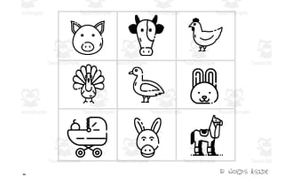 Cognitive Perceptual Boards | Farm Animals Pack 8