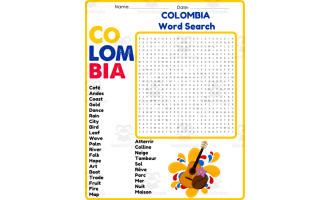 COLOMBIA No Prep Word Search Puzzle Worksheet Activity