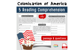 Colonization of America Reading Passages & Questions Worksheet U.S. Hi