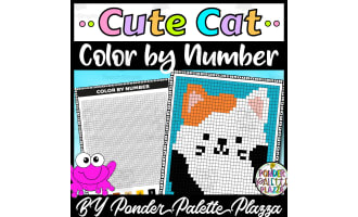 Color By Number - Cute Cat Shape - Coloring Activity