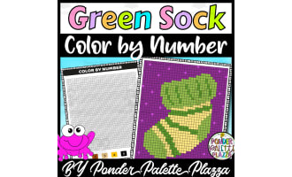 Color By Number - Green Sock Shape - Coloring Activity