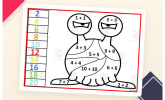 Monster Addition Doubles Facts – Color by Number