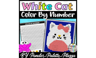 Color By Number - White Cat Shape - Coloring Activity
