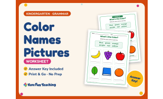 Color Names Pictures Worksheet – Kindergarten Colors Practice