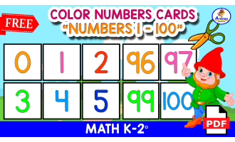 COLOR NUMBERS FLASHCARDS 1 TO 100
