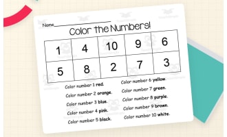 Colouring Numbers 1-10 Worksheet - Colour by Number