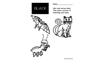 Black and White Pictures Color Names Worksheet by Teach Simple