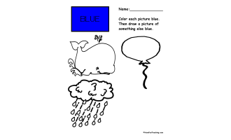 Coloring Blue Pictures Worksheet
