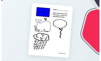 Coloring Blue Pictures Worksheet