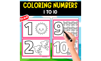 COLORING NUMBERS FLASHCARDS | 1-10 | COLORING PAGES