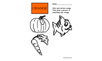 Coloring Orange Pictures Worksheet