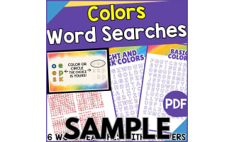 Colors Word Search: 1 Page Sample (PDF)