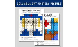 Columbus Day Hundreds Chart, Color By Number, Math Mystery Picture