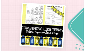 Combining Like Terms Color by Number – 10 Questions