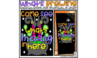 Come See What's Brewing in Here Halloween Bulletin Board Kit, Door Decoration Set, or Poster