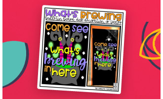 Come See What's Brewing in Here Halloween Bulletin Board Kit, Door Decoration Set, or Poster